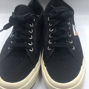 Superga Black Lace Up Sneakers